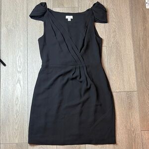 LOFT Black Mini Dress with Cap Sleeves size 10 v-neck